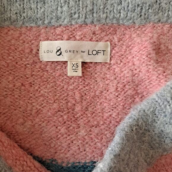 Lou & Grey Green, Pink & beige Mini Elastic Waist Knit Sweater Skirt - Size XS - Picture 7 of 9